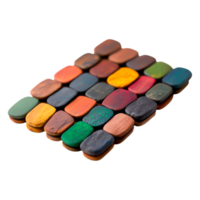 Colorful Clay Blocks Arranged in a Grid Pattern on a White Surface png