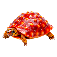 Vibrant Red Turtle with Shiny Shell and Unique Patterns on Surface png