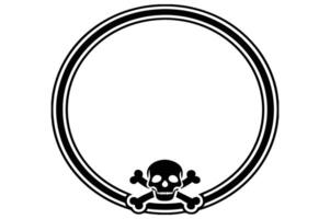 Bold Black Circular Frame with Skull and Crossbones vector
