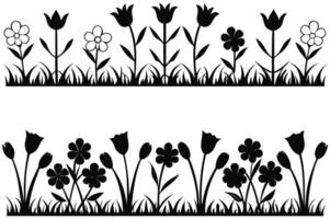 Modern Black and White Floral Illustration with Tulip Shapes vector