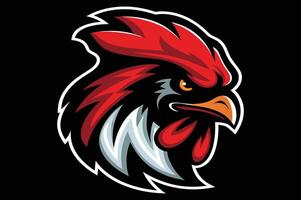 Powerful Rooster Mascot with Sharp and Intense Features vector