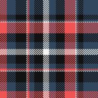 Stylish coral, navy, and white plaid pattern. Perfect for textile design, fashion, or website backgrounds. Seamless repeat texture adds versatility for various projects. Modern and crisp design. vector