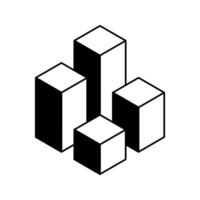 Stylish isometric cube graphic. Perfect for presentations, websites, or app design needing a modern, minimalist feel. Black and white design offers versatility for various branding projects. vector