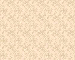 Elegant beige leaf pattern. Subtle line art design ideal for website backgrounds, stationery, or textile prints. Creates a calm, sophisticated aesthetic. vector