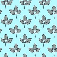 Charming seamless pattern featuring stylized grey leaves on a pastel blue background. Perfect for textile design, wallpaper, or website backgrounds. Simple, elegant, and versatile. vector
