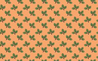 Charming seamless pattern featuring a repeating motif of stylized green leaves on a soft peach background. vector