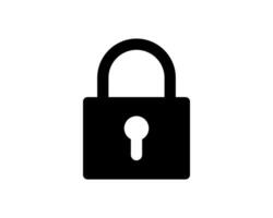 Simple, bold black padlock icon. Perfect for websites, apps, and presentations needing a security or privacy symbol. Clean design ensures versatility and easy readability. vector