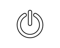 Clean, minimalist line art power button icon. Perfect for websites, apps, and UI design projects needing a simple onoff switch symbol. Versatile and easily adaptable to various styles. vector