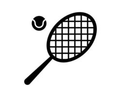 Sharp, minimalist graphic of a tennis racket and ball. Perfect for websites, apps, or print designs needing a clean, modern sports icon. vector