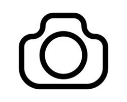 Bold black outline camera icon. Simple, minimalist design perfect for websites, apps, and presentations. Versatile graphic for photography, technology, or media concepts. vector