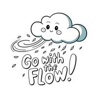 Go With the Flow T Shirt Design Cloud with Wind vector