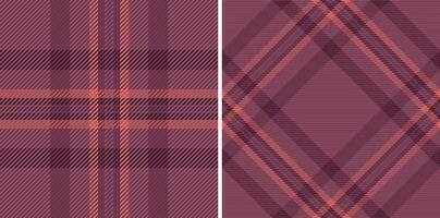 Stylish duo of seamless plaid patterns in muted mauve and coral tones. Perfect for textile design, apparel, or website backgrounds. vector