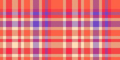 Surface tartan fabric texture, screen seamless pattern check. Tough textile plaid background in peach puff and tomato colors. vector