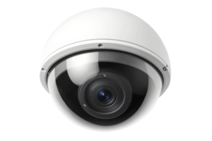 Modern dome surveillance camera featuring sleek design and high-resolution lens on a transparent backdrop png