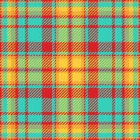 Vibrant teal, orange, and red plaid pattern. Perfect for textile design, apparel, website backgrounds, or any project needing a bold, geometric texture. vector