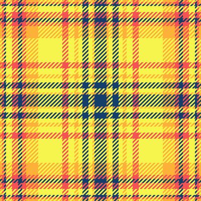 Scratched check plaid seamless, national fabric background. Weave texture pattern textile tartan in yellow and amber colors.