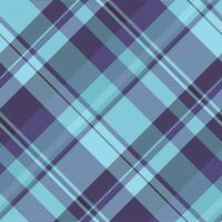 Clothing textile plaid background, artwork tartan pattern texture. Internet fabric seamless check in cyan and indigo colors. vector