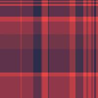 Naked textile check seamless, smooth fabric tartan. Relax texture pattern plaid background in red and pink colors. vector