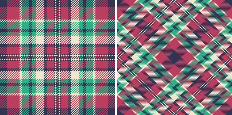 Fabric plaid background of texture seamless with a tartan check pattern textile. Set in retro colors for garment industry trends.