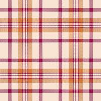 Elegant cream, orange, and burgundy plaid pattern. Perfect for textile design, autumn projects, or creating stylish backgrounds. Versatile, seamless repeat design for various applications. vector