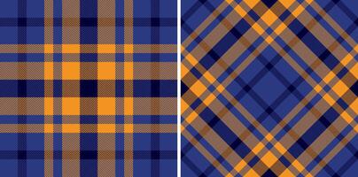 Vibrant blue, orange brown plaid patterns. Two seamless textile designs, perfect for fashion, home decor, or web design projects. Highresolution image ideal for print and digital use. Download now vector