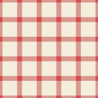 Plain tartan pattern, bag background texture plaid. Mat textile seamless check fabric in red and antique white colors. vector