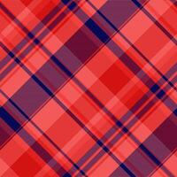 Vibrant diagonal plaid pattern in red, coral, and navy. Perfect for textile design, fashion, or website backgrounds. Modern and stylish, this seamless texture adds energy and visual interest. vector