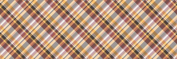 December check seamless plaid, platform tartan fabric background. Net texture pattern textile in orange and amber colors. vector