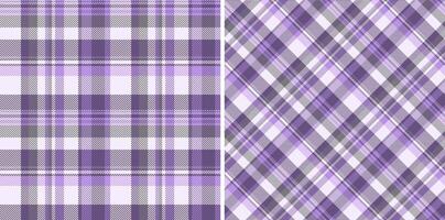 Elegant purple and gray plaid patterns, perfect for textile design, website backgrounds, or stationery. Two distinct styles classic verticalhorizontal and dynamic diagonal checks offer versatility. vector