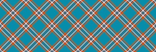 Trend textile check, invitation background fabric seamless. Checked texture plaid pattern tartan in cyan and orange colors. vector