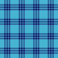 Short plaid fabric pattern, unique tartan check. Flow seamless texture background textile in cyan and blue colors. vector