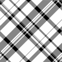 Endless plaid seamless fabric, craft textile tartan texture. Africa pattern background check in white and black colors. vector