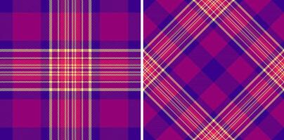 pattern plaid of tartan texture textile with a seamless check fabric background. Set in sunset colors for stylish wrapping options and gifts. vector
