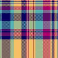 Folk tartan texture, december seamless plaid pattern. Gift card check background fabric textile in amber and indigo colors. vector
