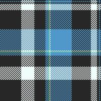 Fold seamless texture check, tracery background pattern tartan. French textile fabric plaid in grey and cyan colors. vector