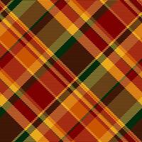 Knit fabric texture, setting plaid background textile. List seamless check tartan pattern in maroon and orange colors. vector