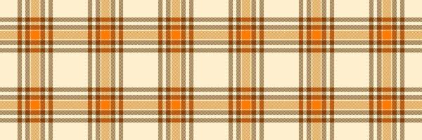 Surface background check texture, repetitive fabric textile pattern. Silky plaid seamless tartan in blanched almond and orange colors. vector