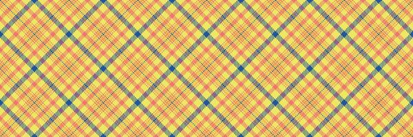Tissue textile texture, swatch pattern tartan fabric. Us background plaid seamless check in yellow and red colors. vector