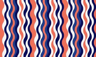 Vibrant wavy stripes in coral, navy, and white create a dynamic, modern pattern perfect for textiles, websites, or branding. vector