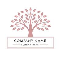 a pink tree logo with leaves and a white background on a white background vector