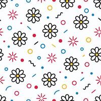 a pattern with flowers and circles on a white background on a white background vector