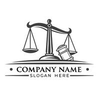 a justice scale with a hammer and scales logo on a white background vector