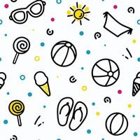 seamless pattern with beach items vector