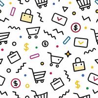 shopping seamless pattern on a white background vector