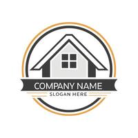 a house logo with a roof and a window vector