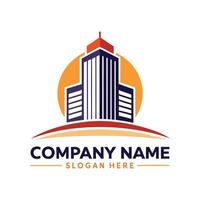 modern building logo template white background vector