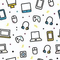 a seamless pattern with various electronic devices on a white background vector