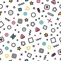 seamless pattern with colorful shapes, and lines on a white background vector
