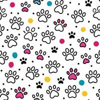 seamless pattern with paw prints and dots vector