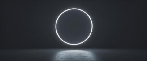 Light circle creates a mesmerizing illusion on a dark background in a creative visual art display photo
